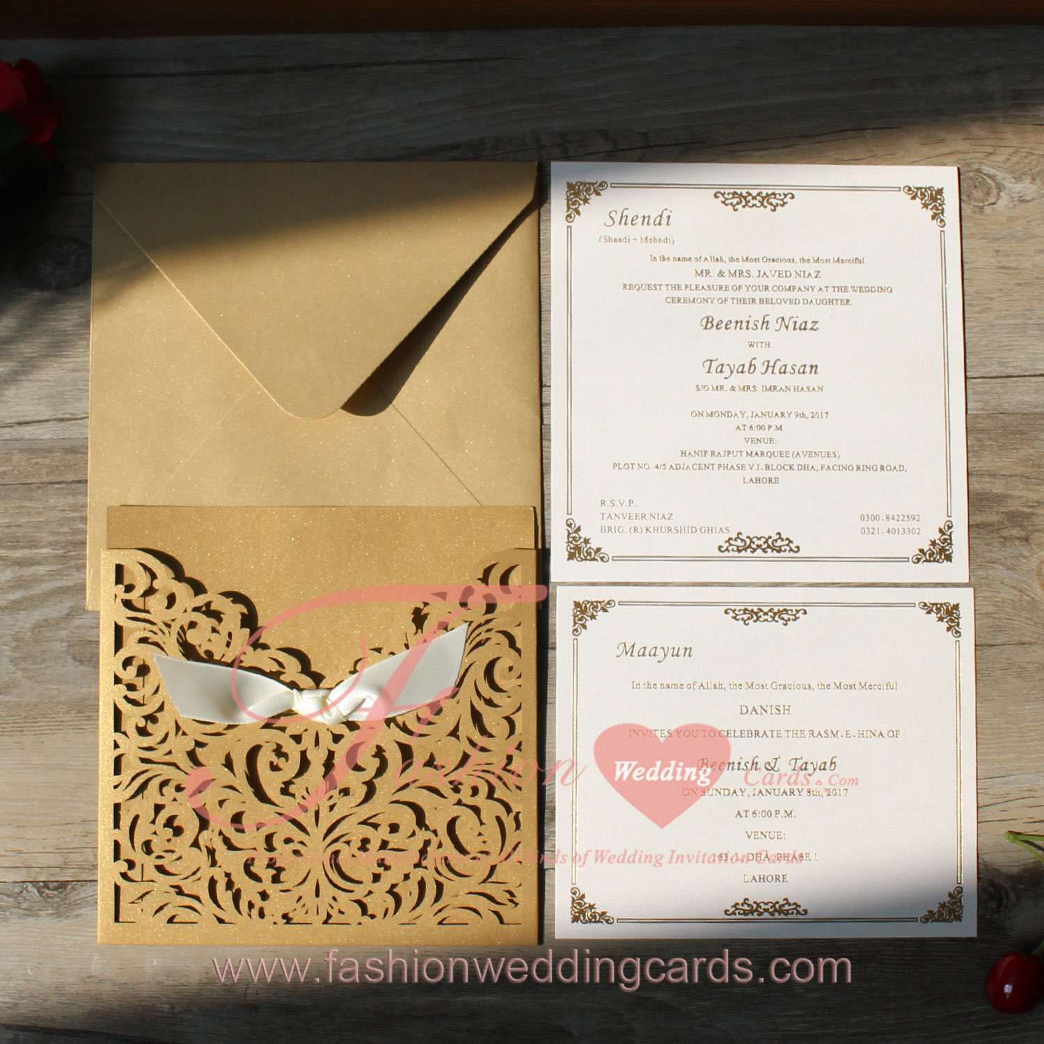 Unique Pearl Gold Laser Cut Invitations Philippines